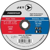 Meules &agrave; tronçonner en acier pour rectifieuses Powerplus, 4" x 1/32", Arbre de 5/8", Type 1, 19100 Tr/min Duraquip Inc