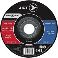 Meules &agrave; tronçonner Power Xtreme pour des meuleuses &agrave; angle — pour acier/acier inoxydable, 6" x 1/16", Arbre de 7/8", Type 27, 10 200 Tr/min Duraquip Inc