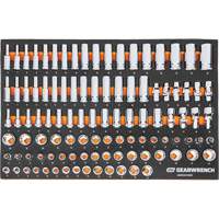 Jeu d'outils m&eacute;triques pour m&eacute;canicien MEGAMOD dans des plateaux en mousse modulaire avec armoire roulante &agrave; outils, 358 morcea Duraquip Inc