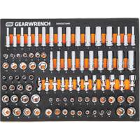 Jeu d'outils m&eacute;triques pour m&eacute;canicien MEGAMOD dans des plateaux en mousse modulaire avec armoire roulante &agrave; outils, 358 morcea Duraquip Inc