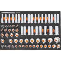 Jeu d'outils m&eacute;triques pour m&eacute;canicien MEGAMOD dans des plateaux en mousse modulaire avec armoire roulante &agrave; outils, 358 morcea Duraquip Inc