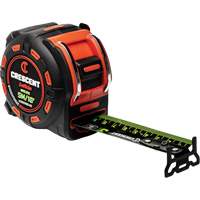 Ruban &agrave; mesurer Shockforce NITE EYE, 1-1/4" x 16'/5 m, Marques de goujon M&eacute;trique/SAE Duraquip Inc