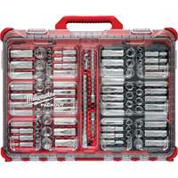 Jeu de cliquets et douilles m&eacute;triques/SAE avec organisateur PACKOUT &agrave; profil bas, 98 Mcx, Prise de 3/8" Duraquip Inc