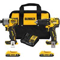 Brushless Compact Cordless 1/2" Hammer Drill & 1/4" Impact Driver Kit, Lithium-Ion, 20 V Duraquip Inc