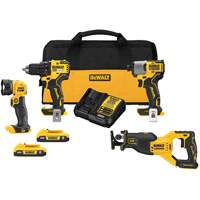 XR&reg; Brushless Cordless 4-Tool Combo Kit, Lithium-Ion, 20 V Duraquip Inc