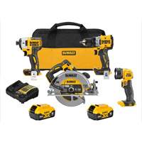 XR&reg; Brushless Cordless 4-Tool Combo Kit, Lithium-Ion, 20 V Duraquip Inc