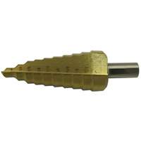 JET-KUT&reg; Super Premium 11-Step Step Drill, 1/4" - 1-3/8" , 7/8"/1"/1/4"/1-3/8"/1-1/8"/1-1/4"/13/16"/25/64"/35/64"/11/16"/1-7/32" Increments, High Speed Steel Duraquip Inc