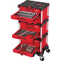 Ensemble maître de 366 outils &agrave; main pour m&eacute;caniciens avec tiroirs PACKOUT et diable, 16-3/10" x 22-1/5" x 48-5/8", Noir/Rouge Duraquip Inc