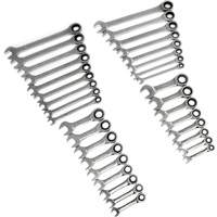 72-Tooth 12 Point Standard & Stubby Wrench Set, Ratcheting Combination, 34 Pieces, Imperial and Metric Duraquip Inc