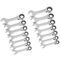 72-Tooth 12 Point Stubby Wrench Set, Ratcheting Combination, 14 Pieces, Imperial and Metric Duraquip Inc