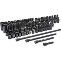 Jeu de douilles maîtresses SAE/m&eacute;triques &agrave; 6 pans, 80 Mcx, Chocs, Prise de 3/8", Profond Duraquip Inc
