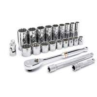 Jeu d'outils pour m&eacute;caniciens &agrave; 12 points SAE, 22 Mcx, Prise de 3/8", Profond Duraquip Inc