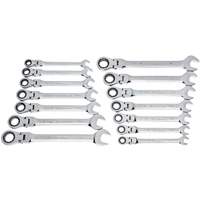 72-Tooth 12 Point Wrench Set, Flex Head/Ratcheting Combination, 14 Pieces, Imperial and Metric Duraquip Inc
