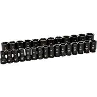 Jeu de douilles m&eacute;triques &agrave; 6 pans, 28 Mcx, Chocs, Prise de 3/4", Profond Duraquip Inc