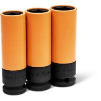 Jeu de douilles m&eacute;triques haute r&eacute;sistance pour protecteurs de roues, 3 Mcx, Chocs, Prise de 1/2", Profond Duraquip Inc