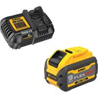MAX FLEXVOLT Battery & Charger Kit, Lithium-Ion, 20 V/60 V, 9 Ah Duraquip Inc