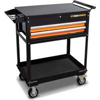 Utility Cart, 2 Drawers, 32-1/2" W x 42" H, Black/Orange Duraquip Inc