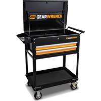 Utility Cart, 2 Drawers, 32-1/2" W x 42" H, Black/Orange Duraquip Inc