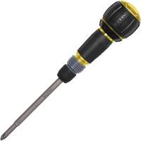 Ratcheting Fastbit Tru-Grip Screwdriver, Phillips & Slotted Bits, 8-1/2" L, Plastic/Cushion Grip Handle Duraquip Inc