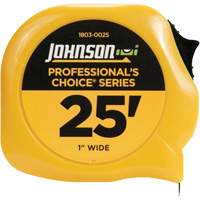 Professional's Choice Power Tape with Steel Belt Clip, 1" x 25', 1/16" Graduations Duraquip Inc
