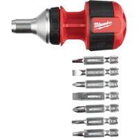 Tournevis compact &agrave; cliquet 8-en-1 &agrave; embouts multiples avec porte-embout de 1/4", Prise Coussin&eacute;e Duraquip Inc