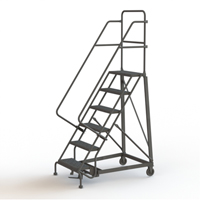 Heavy Duty Rolling Ladder, 6 Steps, 24" Step Width, 60" Platform Height, Steel Duraquip Inc