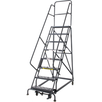 Heavy Duty Rolling Ladder, 8 Steps, 24" Step Width, 80" Platform Height, Steel Duraquip Inc