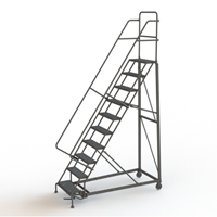 Heavy Duty Rolling Ladder, 10 Steps, 24" Step Width, 100" Platform Height, Steel Duraquip Inc