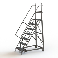 Heavy Duty Rolling Ladder, 7 Steps, 24" Step Width, 70" Platform Height, Steel Duraquip Inc