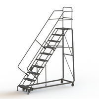 Heavy Duty Safety Slope Ladder, 10 Steps, Perforated, 50° Incline, 100" High Duraquip Inc