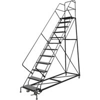 Safety Slope Rolling Ladder, 12 Steps, Perforated, 50° Incline, 120" High VC613 | Duraquip Inc
