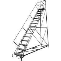 Safety Slope Rolling Ladder, 15 Steps, Perforated, 50° Incline, 150" High VC616 | Duraquip Inc