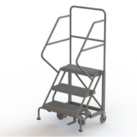 Safety Slope Rolling Ladder, 3 Steps, Serrated, 50° Incline, 30" High VC618 | Duraquip Inc