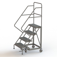Safety Slope Rolling Ladder, 4 Steps, Serrated, 50° Incline, 40" High VC619 | Duraquip Inc