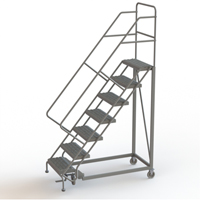 Safety Slope Rolling Ladder, 7 Steps, Serrated, 50° Incline, 70" High VC622 | Duraquip Inc