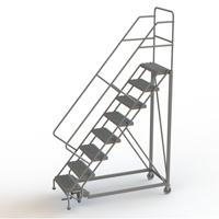 Safety Slope Rolling Ladder, 8 Steps, Serrated, 50° Incline, 80" High VC623 | Duraquip Inc
