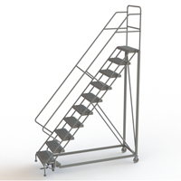 Safety Slope Rolling Ladder, 10 Steps, Serrated, 50° Incline, 100" High VC625 | Duraquip Inc