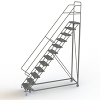 Safety Slope Rolling Ladder, 12 Steps, Serrated, 50° Incline, 120" High VC627 | Duraquip Inc