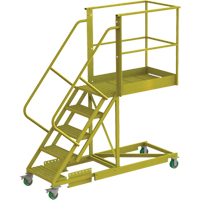 Cantilever Rolling Ladder, Supported, 5 Steps, 40" Platform Depth, 50" Platform Height Duraquip Inc