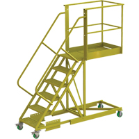 Cantilever Rolling Ladder, Supported, 6 Steps, 40" Platform Depth, 60" Platform Height Duraquip Inc