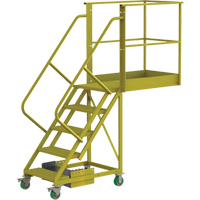 Cantilever Rolling Ladder, Unsupported, 5 Steps, 40" Platform Depth, 50" Platform Height Duraquip Inc