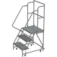 Escabeaux roulants &agrave; dessus profond, 3 marches, Largeur de la marche 16", Hauteur de la plateforme 30", Acier Duraquip Inc