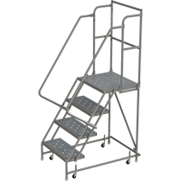 Escabeaux roulants &agrave; dessus profond, 4 marches, Largeur de la marche 24", Hauteur de la plateforme 40", Acier Duraquip Inc