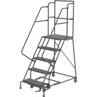 Escabeaux roulants &agrave; dessus profond, 5 marches, Largeur de la marche 24", Hauteur de la plateforme 50", Acier Duraquip Inc