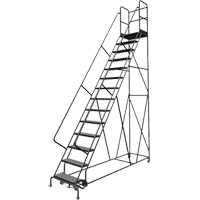 Escabeaux roulants &agrave; dessus profond, 14 marches, Largeur de la marche 24", Hauteur de la plateforme 140", Acier Duraquip Inc