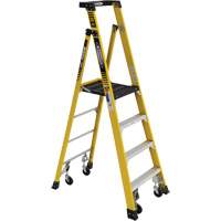 Heavy-Duty Rolling Podium Ladder, 3 Steps, 27-3/5" Step Width, 48" Platform Height, Fibreglass VD476 | Duraquip Inc