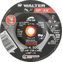 Double-X Depressed Centre Grinding Wheel, 5" x 1/4", 5/8"-11 Arbor, Type 27S Duraquip Inc