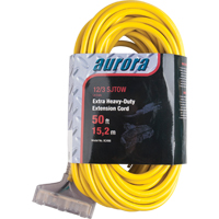 Vinyl Extension Cord with Light Indicator, Outdoor, SJTOW, 12/3 AWG, 15 A, 3 Outlet(s), 50' Duraquip Inc