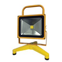 Rechargeable And Portable Floodlights, LED, 30 W, 3000 Lumens, Aluminum Housing Duraquip Inc