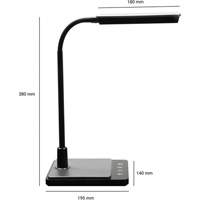 Lampe de bureau à col de cygne avec chargeur USB, 8 W, DEL, Col 15", Noir XI752 | Duraquip Inc